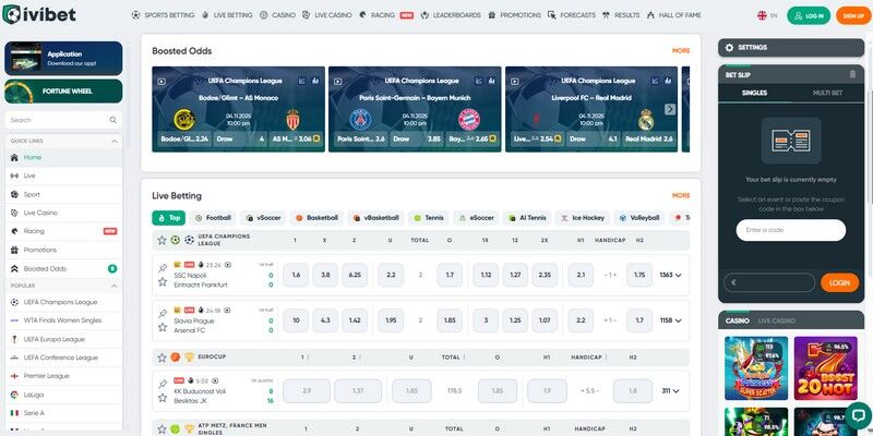 Ivibet спортын хуудасны дэлгэцийн агшин