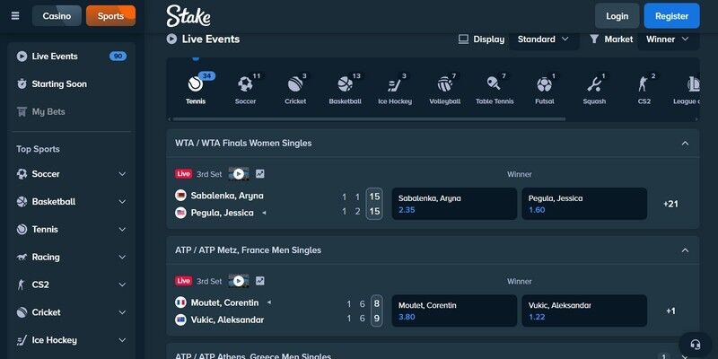 Stake спортын хуудасны дэлгэцийн агшин