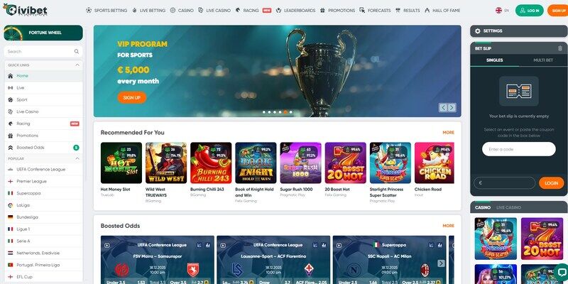 Ivibet дээрх спортын хуудасны дэлгэцийн агшны зураг