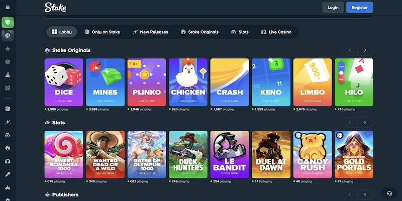 Stake казиногийн хуудасны дэлгэцийн агшны зураг